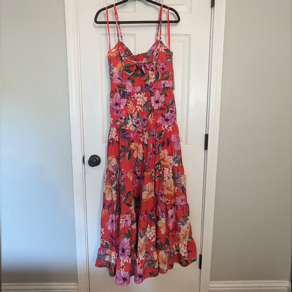Eliza J Floral tie front tired maxi dress